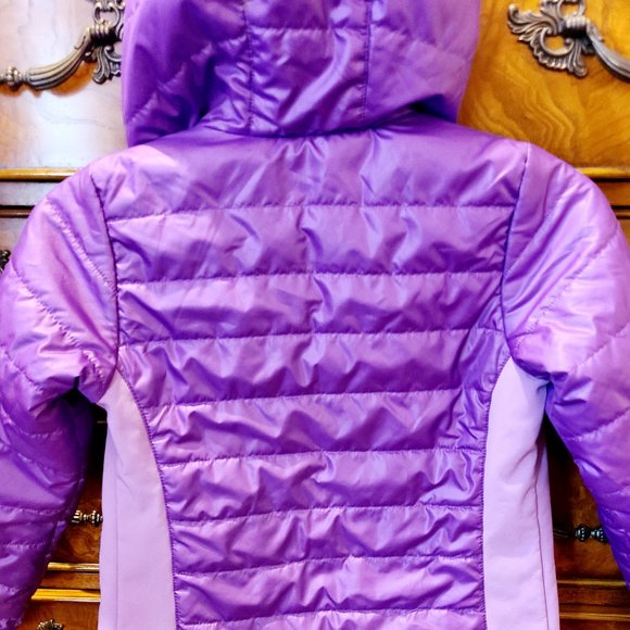 Children's Faded Glory 7-8 Puffy Coat/Jacket Purple Pink Hood & Zipper Pocket's. - Picture 3 of 14